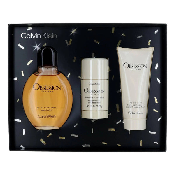 Calvin Klein Obsession Gift Set for Men, EDT 125Ml + After Shave Balm 100Ml + Deo Stick 75G - Fragmetics.com