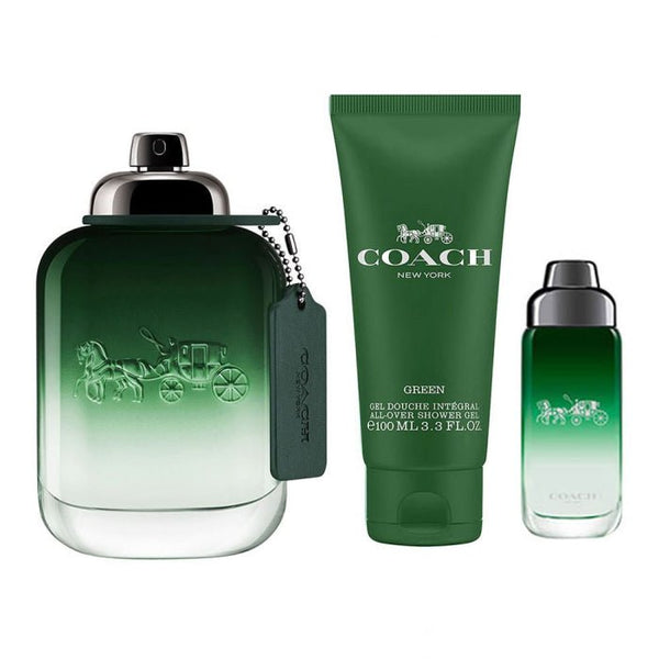 Coach Green Gift Set for Men, EDT 100Ml + EDT 15Ml + All - Over Shower Gel 100Ml - Fragmetics.com