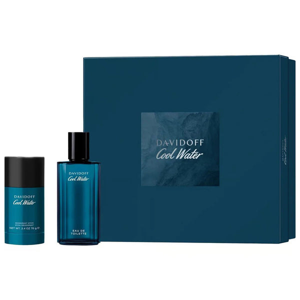 Cool Water Gift Set for Men by Davidoff, EDT 75Ml + Deodorant Stick 75G - Fragmetics.com