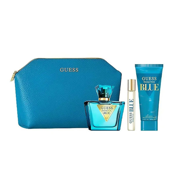 Guess Seductive Blue Gift Set for Women by Guess, EDT 75Ml +EDT 15Ml + Body Lotion 100Ml + Pouch
