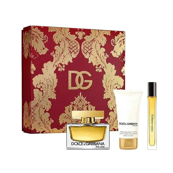 The One Gift Set for Women by Dolce & Gabbana, EDP 75 ml + Body Lotion 50 ml + EDP 10 ml - Fragmetics.com