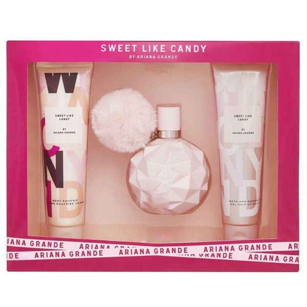 Ariana Grande Sweet Like Candy Gift Set for Women, EDP 100ml + Body Souffle 100ml + SG 100ml - Fragmetics.com
