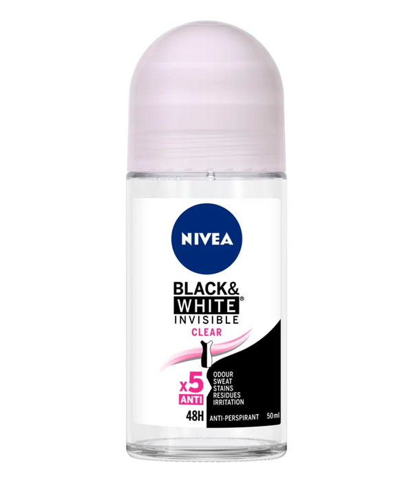 Nivea Invisible Clear for Black & White Anti-Perspirant Deodorant Roll On - 50 ml